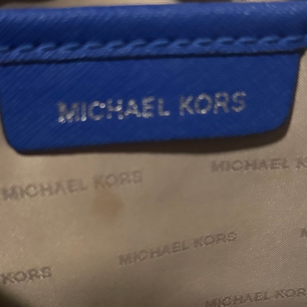 Michael Kors Royal Blue Saffiano Leather Crossbody Camera Bag Silver Hardware - Picture 9 of 12